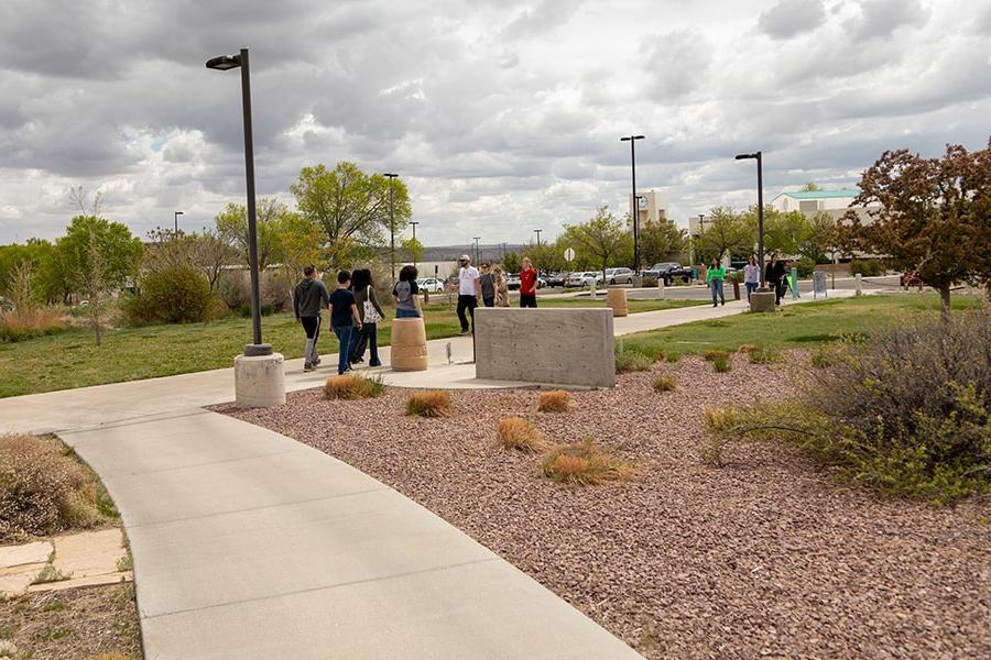 San Juan College students walking on campus.